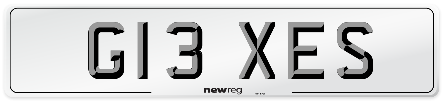 G13 XES Number Plate from New Reg